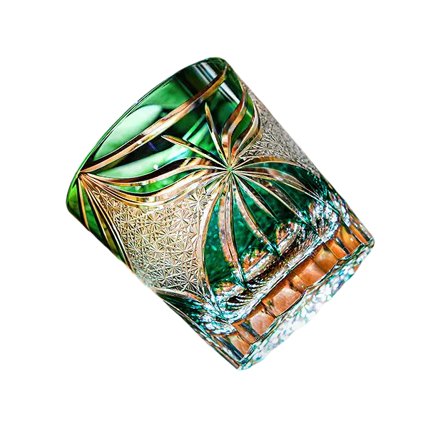 KAGAMI Edo Kiriko Whiskey Glass Butterfly with Wooden Box