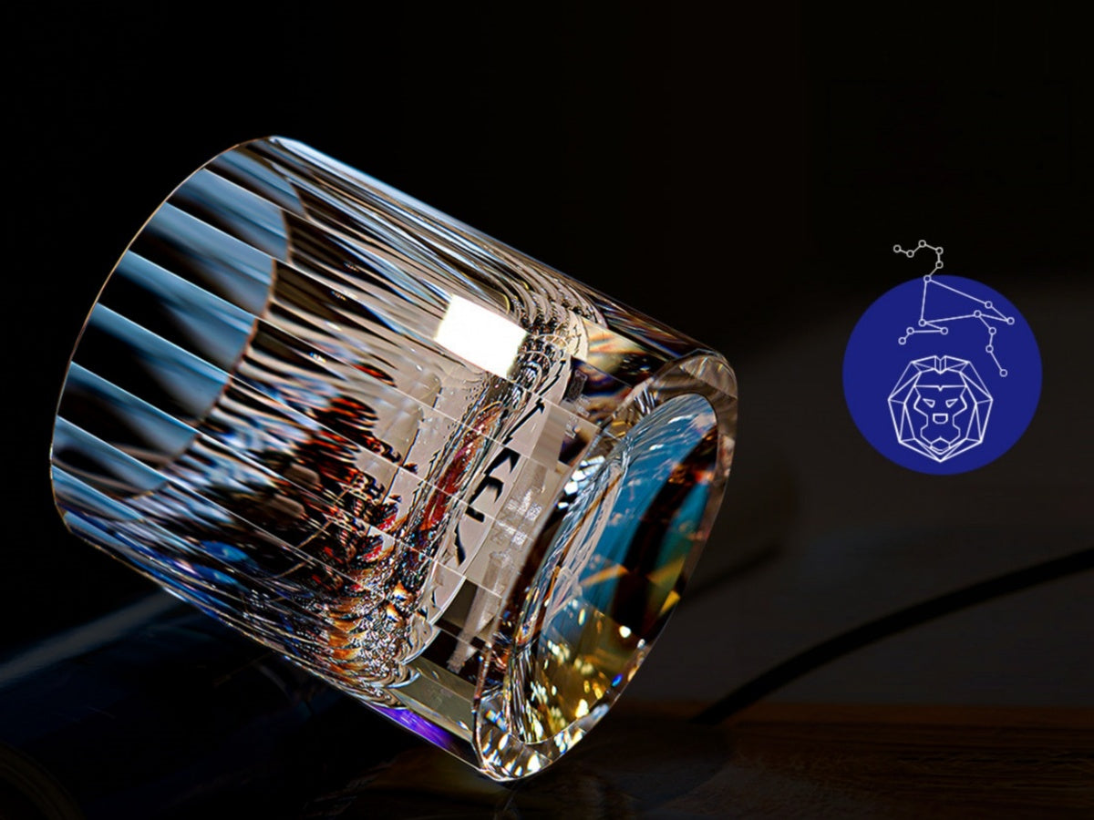 Iridescent K9 Crystal Whiskey Glass – 12 Zodiac Signs