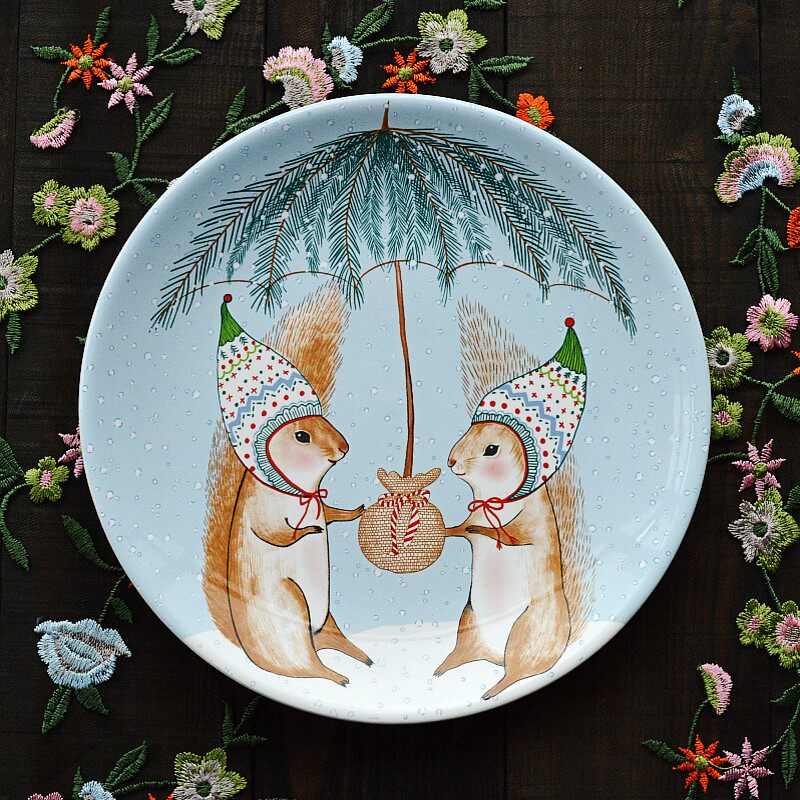 Nordic Countryside Underglaze Ceramic Dinner Plate