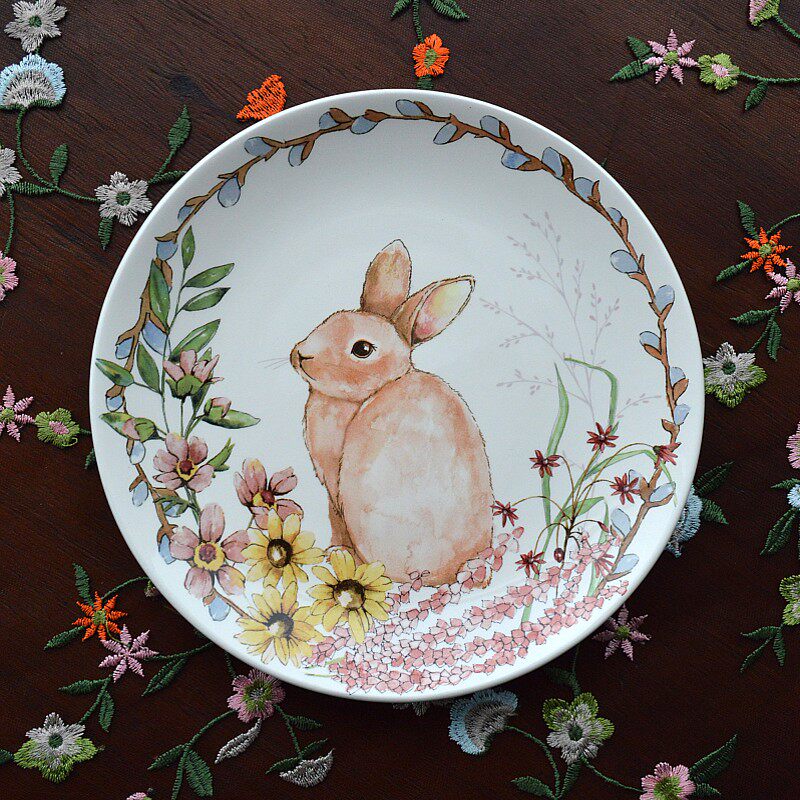Nordic Countryside Underglaze Ceramic Dinner Plate