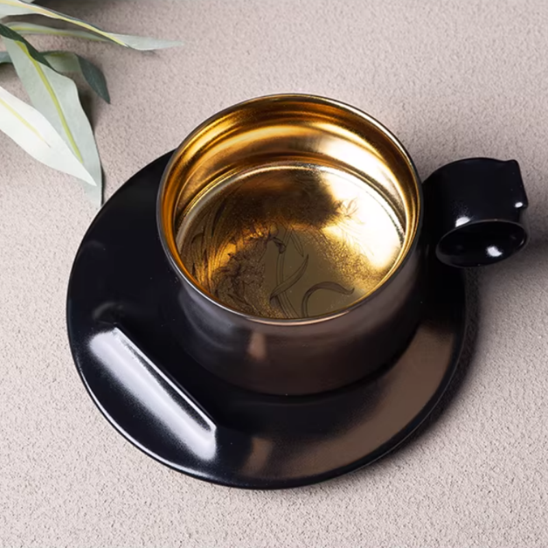 Iris & Magnolia Couple Mugs - Ceramic Coffee Cups, Wedding Gift Set with Gift Box