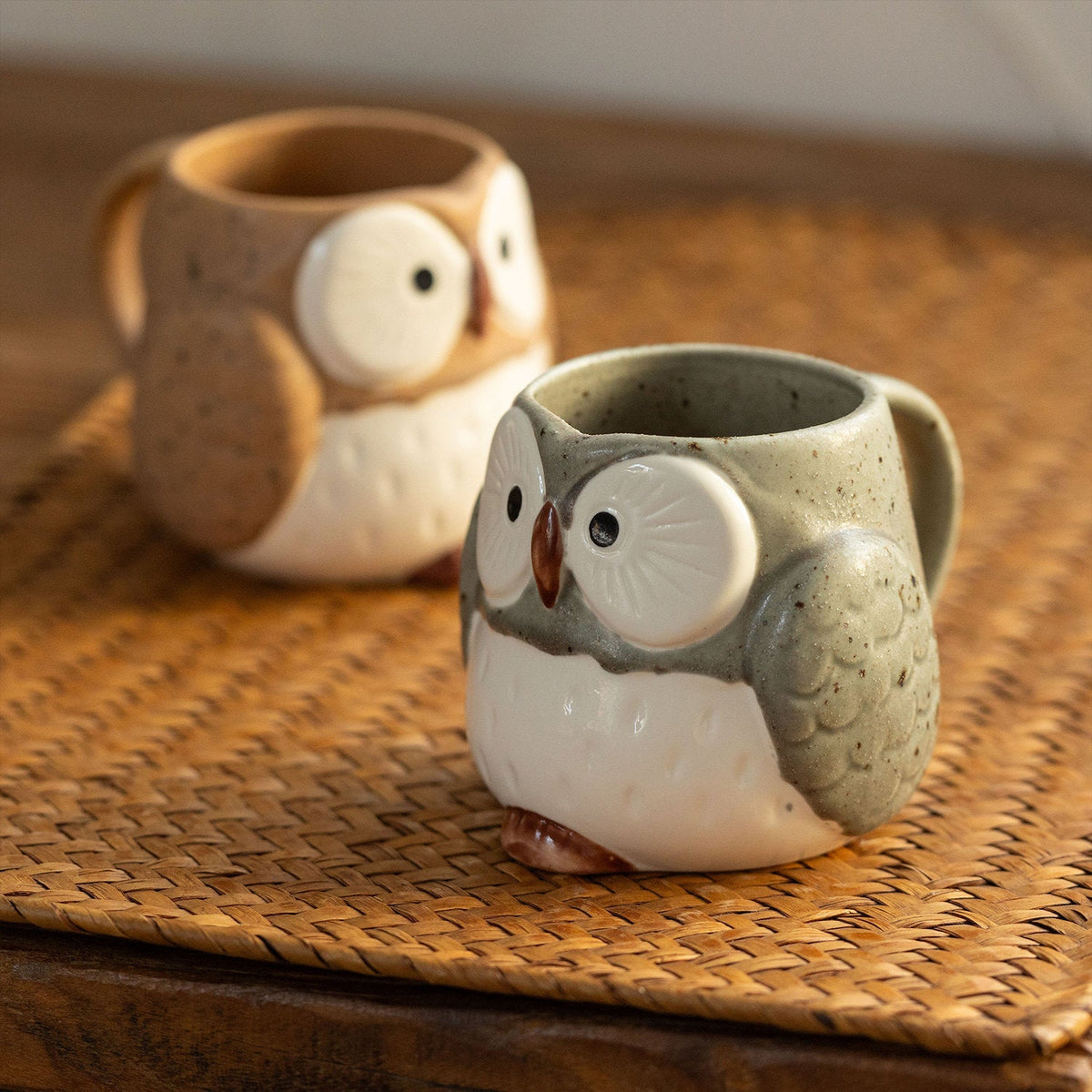Mino Ware Fukuro Rustic Ceramic Owl Mug Collection