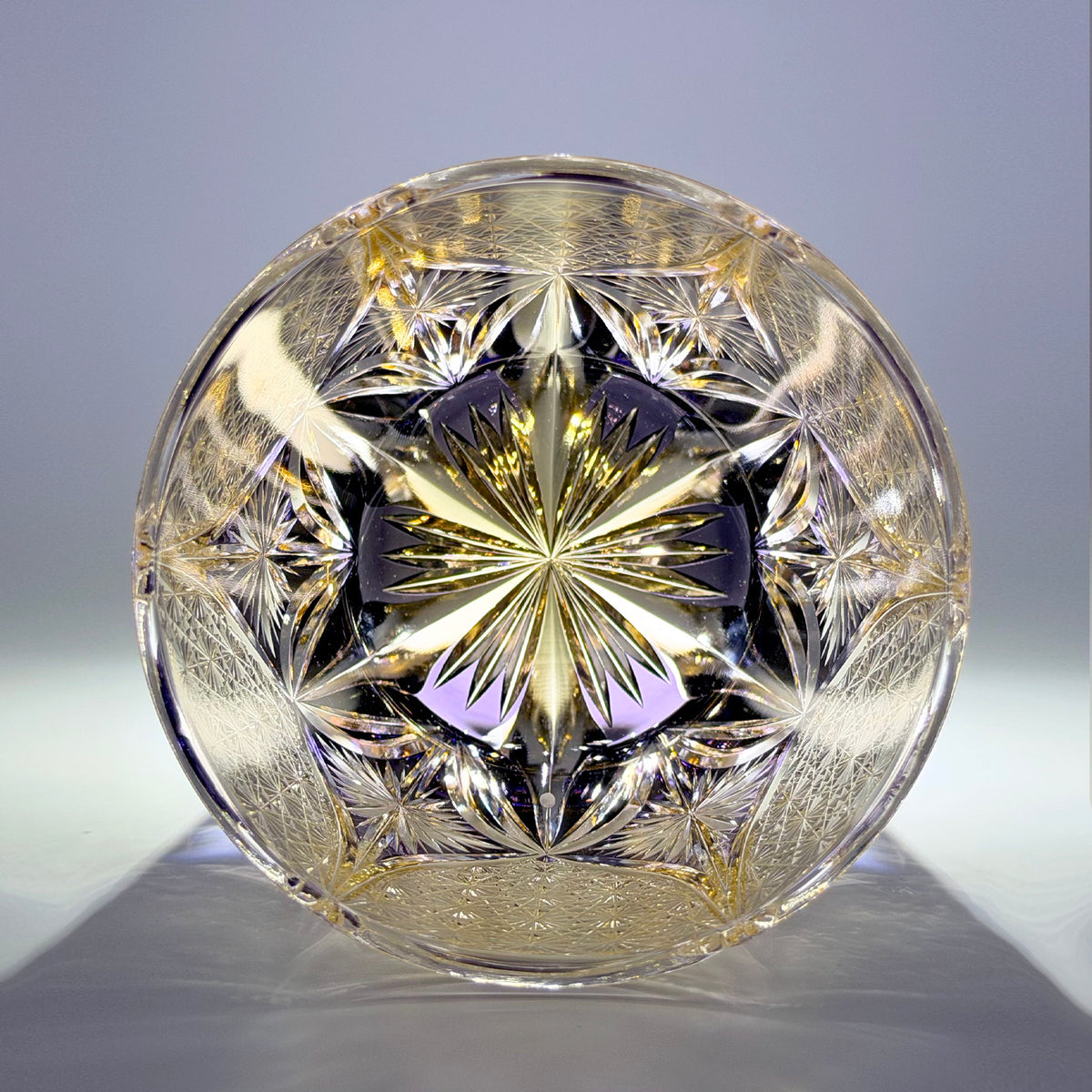 Edo Kiriko Purple Aura Rocks Glass — Hand-Cut Crystal Whiskey Tumbler