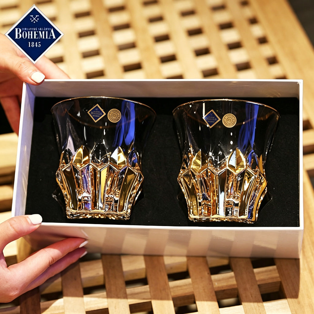 Bohemia Hand-Gilded Whiskey Glass 300ml Set of 2