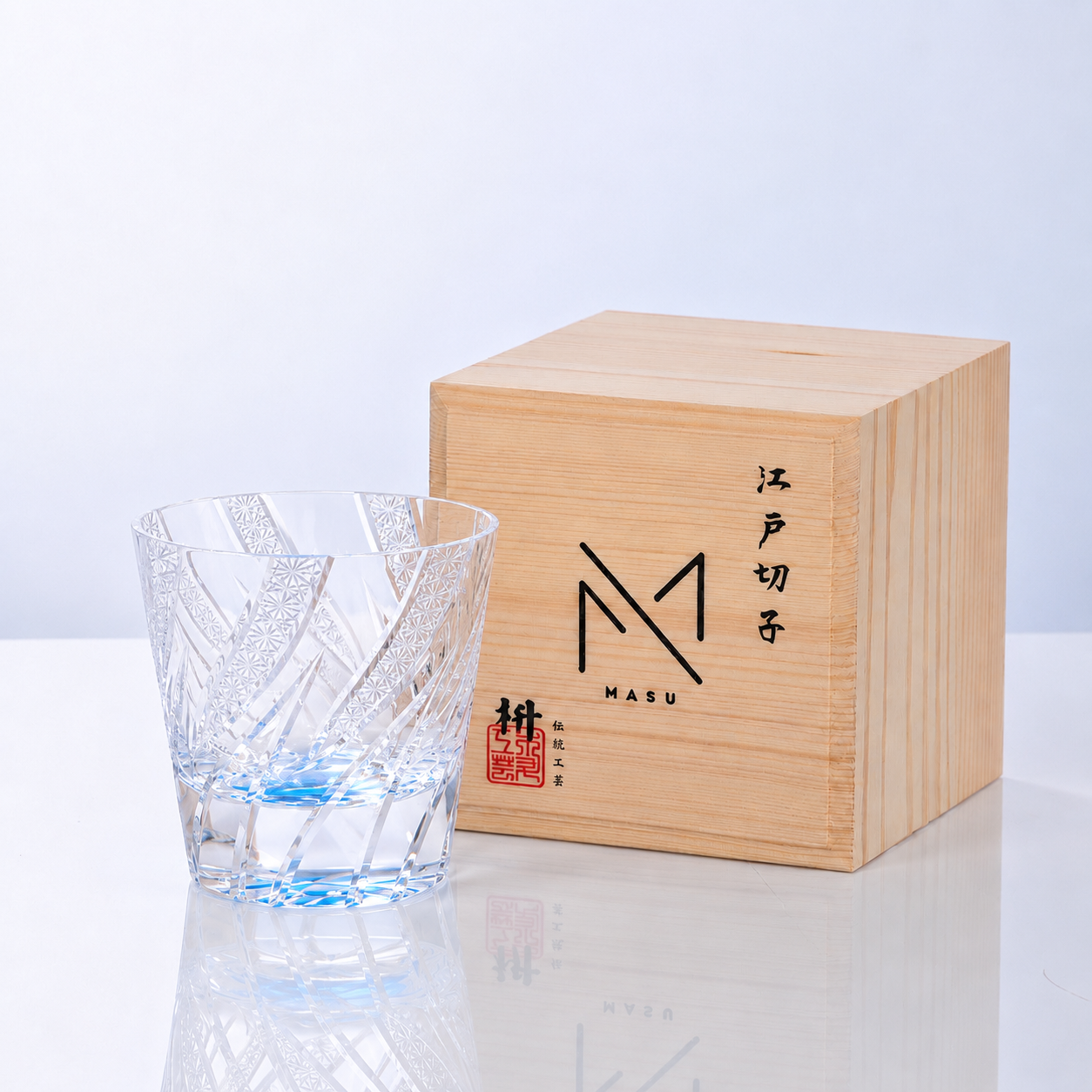 Edo Kiriko Handcrafted Ryusei Iridescent Crystal Whisky Glass With Wooden Box