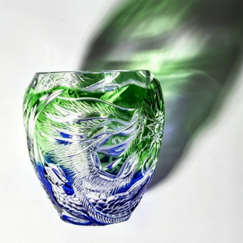 The Dragon's Glow: Edo Kiriko Crystal Whiskey Glass