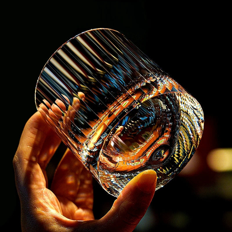 Edo Kiriko Diamond Cut Rotating Crystal Whisky Glass Collection