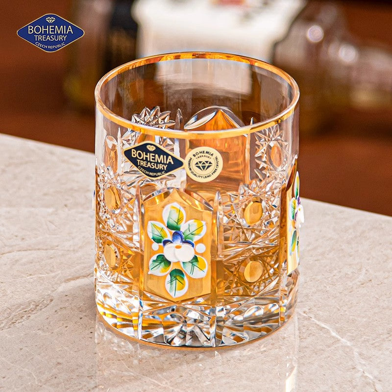 BOHEMIA Hand-engraved Enamel and Gold-painted Whiskey Glasses - Goglasscup