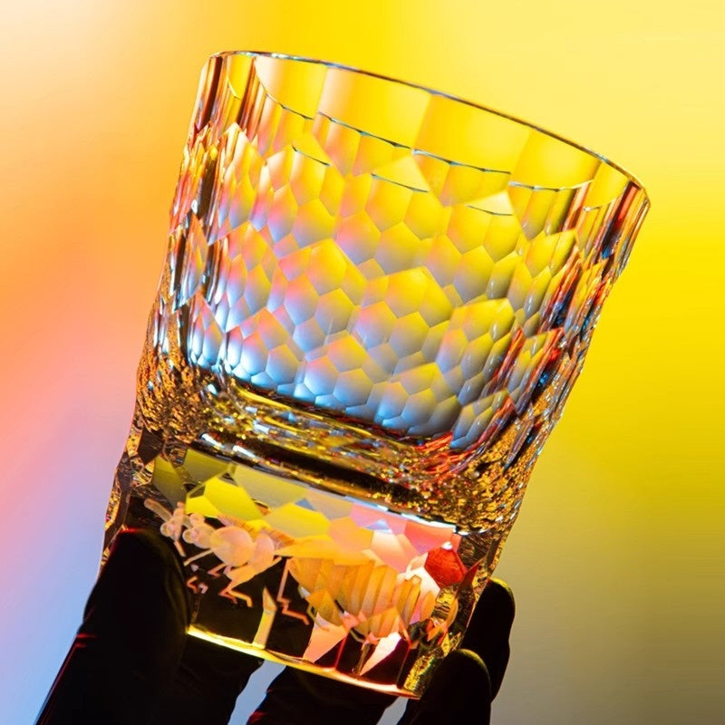 Honeycomb K9 Crystal Edo Kiriko Whiskey Glass