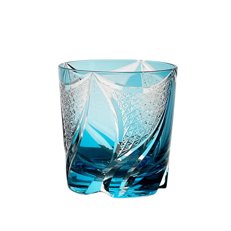 VIANASA'S Blue Realm Edo Kiriko Whiskey Glass