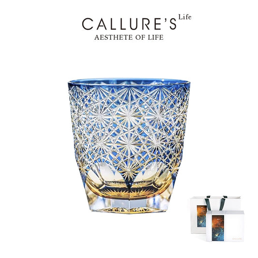 CALLURE Blue Daisy Edo Kiriko Whiskey Glass - Goglasscup