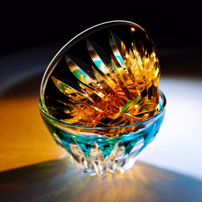 Edo Kiriko Crystal Lotus Sake Glasses