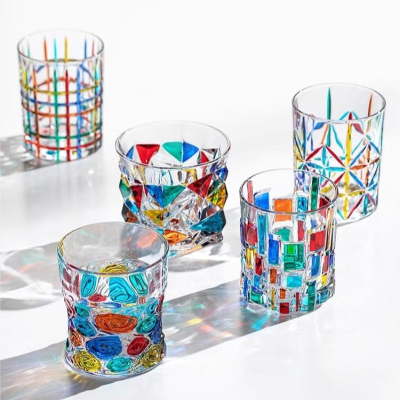 ZECCHIN Colored Glass Whiskey Mosaic Glasses