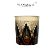 VIANASA'S Golden Chrysanthemum Flame Edo Kiriko Whiskey Glass - Goglasscup