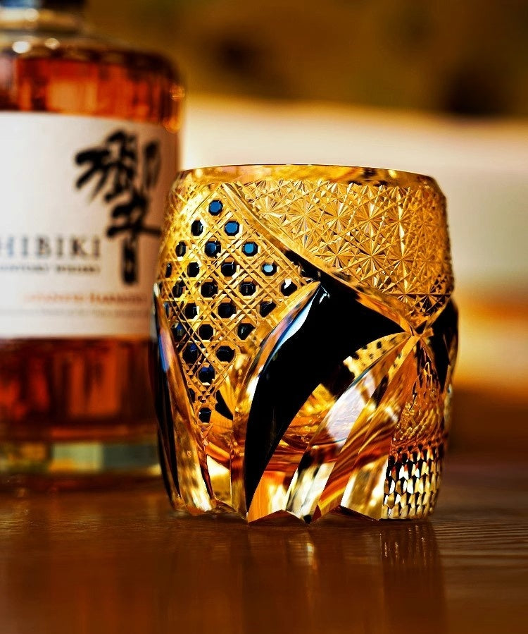 GOGLASSCUP Golden Samurai Edo Kiriko Glass (New version) - Goglasscup