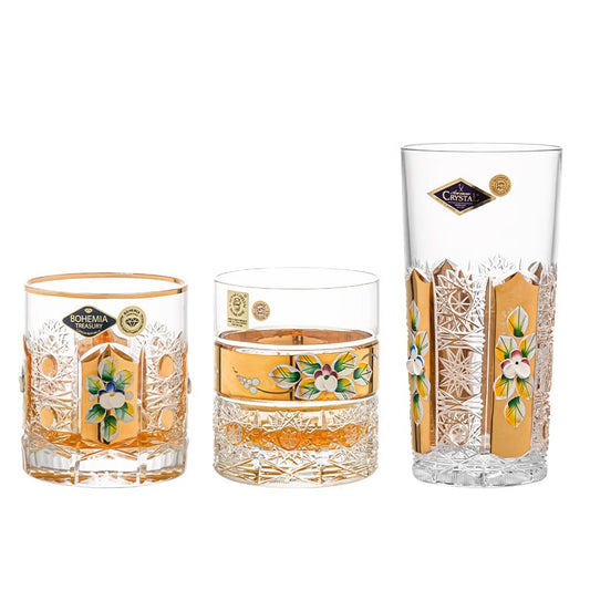 BOHEMIA Hand-engraved Enamel and Gold-painted Whiskey Glasses - Goglasscup