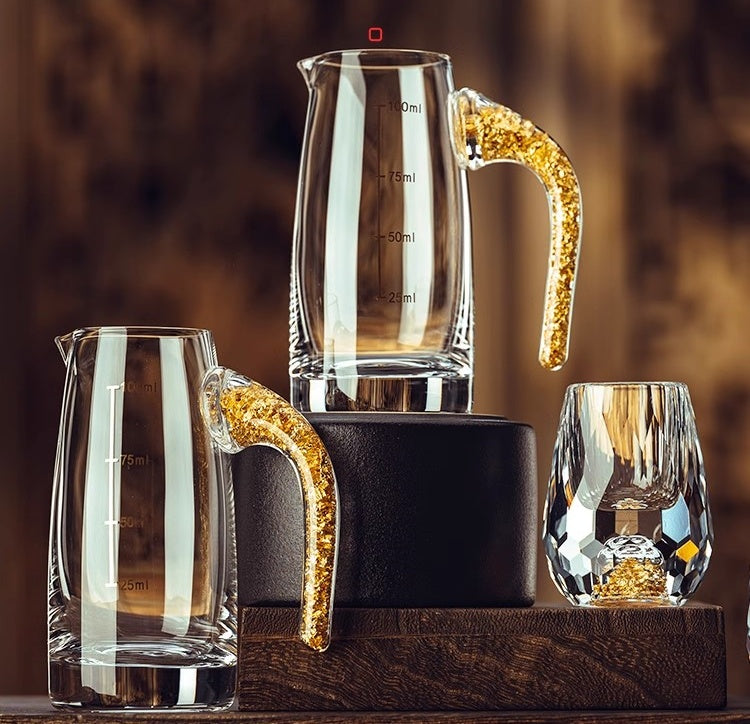 GOGLASSCUP 3D Glacier Glass Cup Crystal Gold Foil Shot Glasses