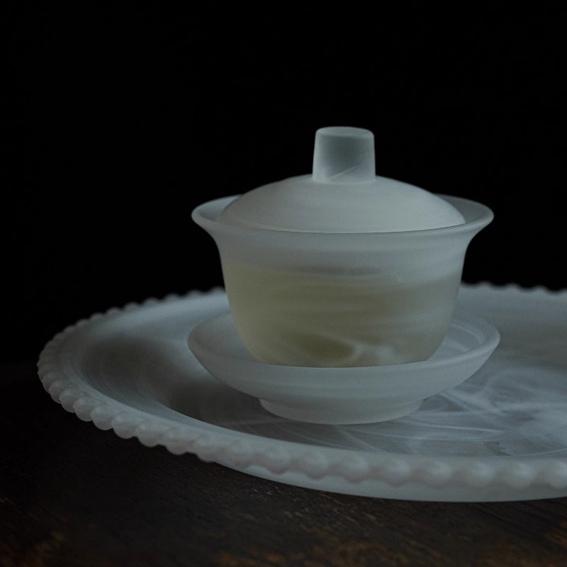 GoGlassCup White Transparent Cloud Cover Matte Frosted Tea Bowl Goglasscup