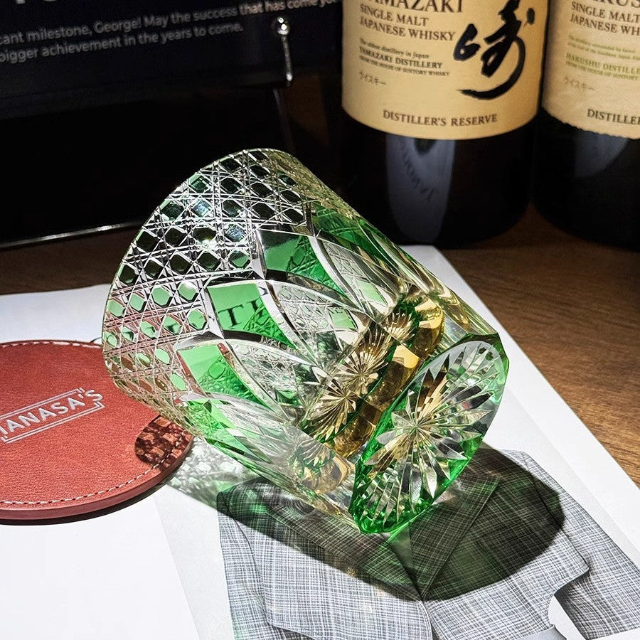 VIANASA'S Green Shadow Edo Kiriko Glass GoGlassCup