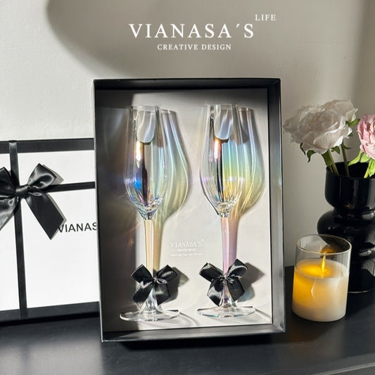 VIANASA'S Dream Pearls Colored Champagne Glasses - Goglasscup