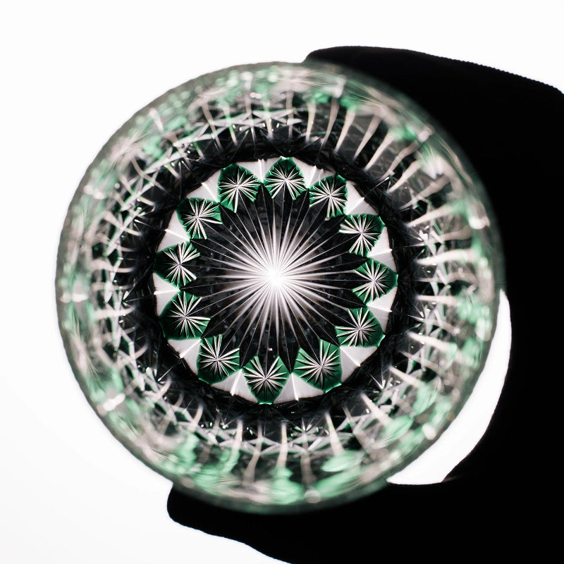 Hand-Carved Floral Design Edo Kiriko Whiskey Glass