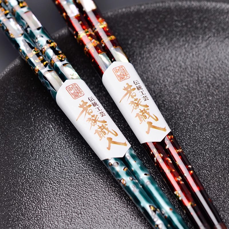 KAWAI WAKASANURI Inlaid Shell Chopsticks Goglasscup