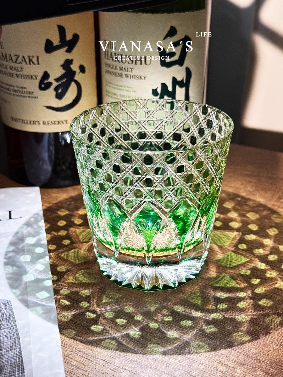 VIANASA'S Green Shadow Edo Kiriko Glass