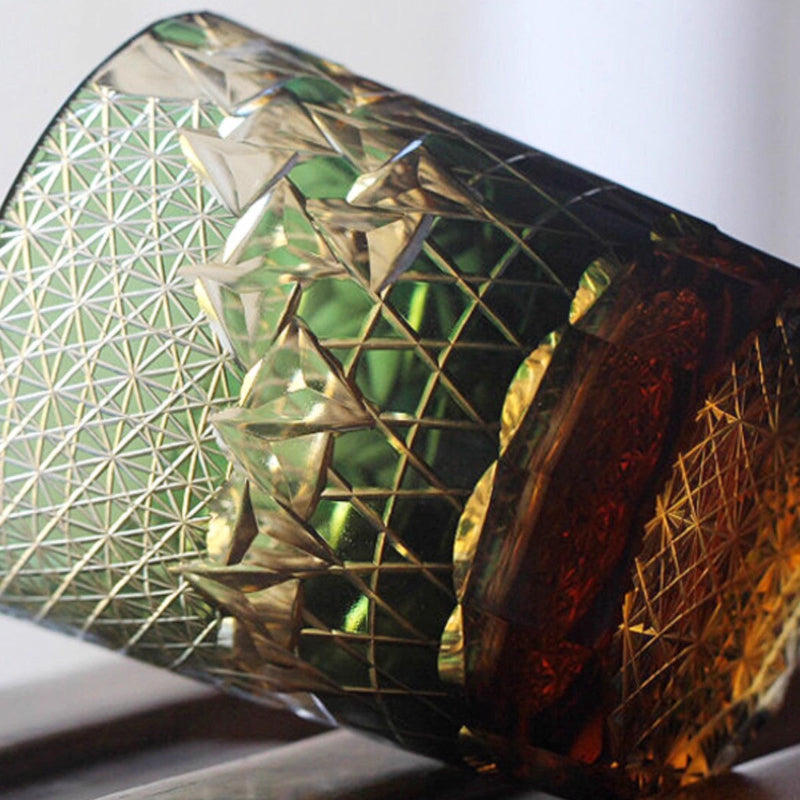 Edo Kiriko Handcrafted Hexagonal Exquisite Whiskey Glass - Red GoGlassCup