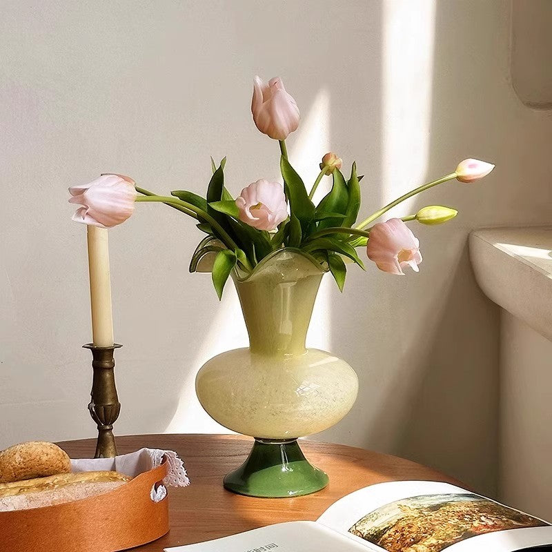 GOGLASSCUP Green Wave Tall Glass Vase - Goglasscup