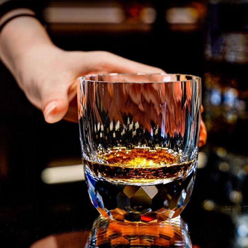 Japanese Edo Kiriko Diamond Faced K9 Crystal Whiskey Glass