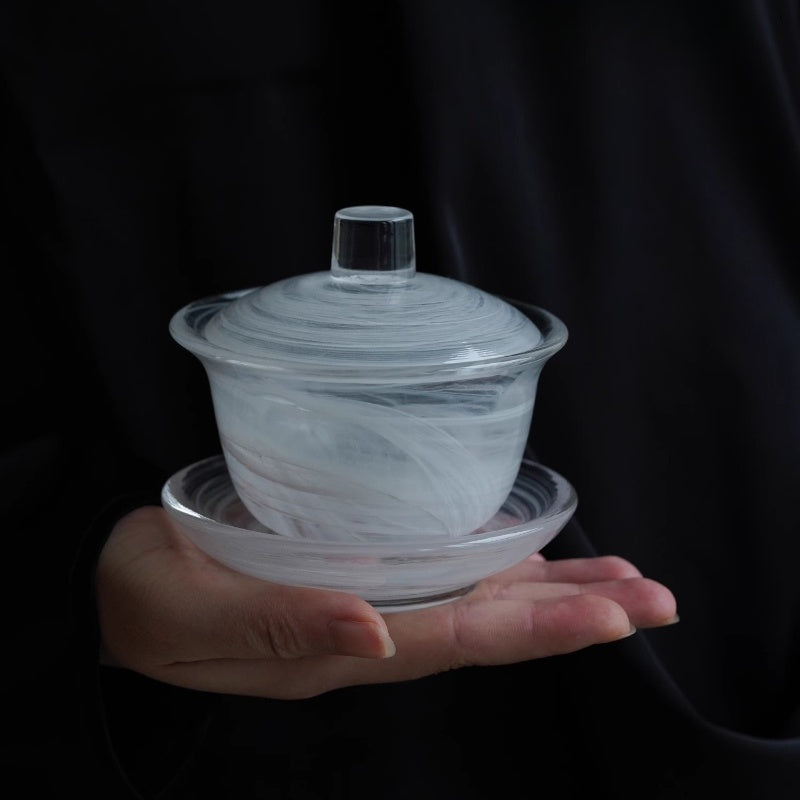 GoGlassCup White Transparent Cloud Cover Matte Frosted Tea Bowl Goglasscup