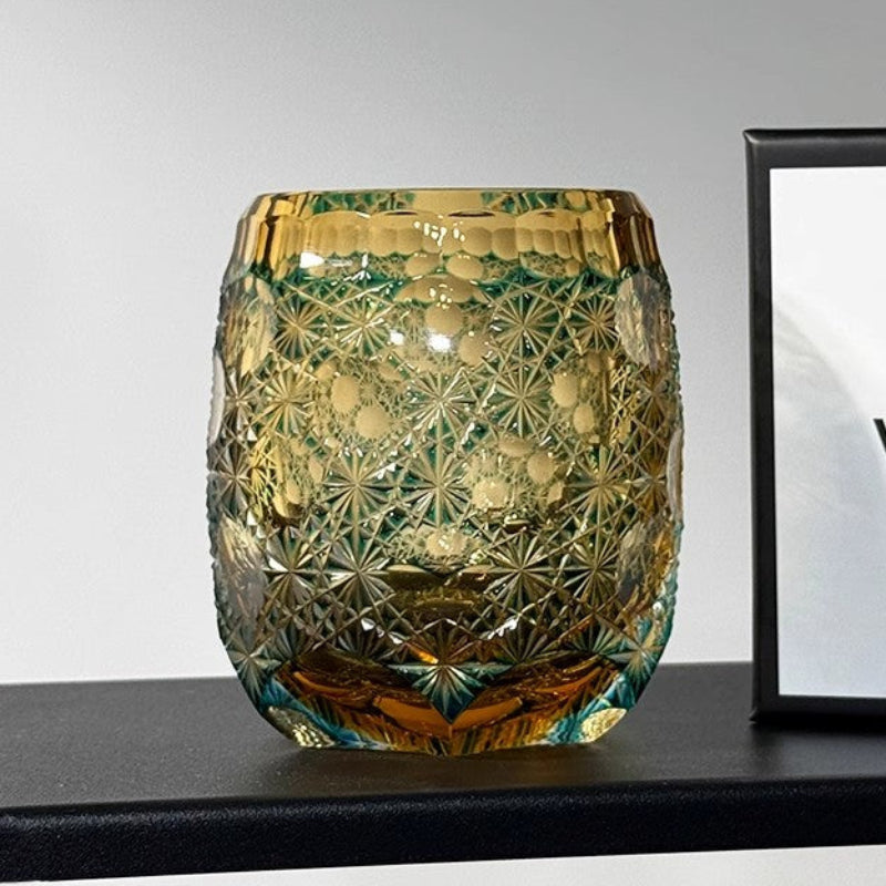 VIANASA'S Seven-star Blue Daisy Edo Kiriko Whiskey Glass - Goglasscup