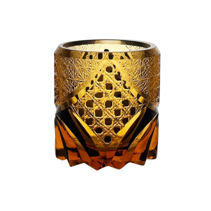 Buy 3 Get 1 Free: Edo Kiriko Handcrafted Whiskey Glass Set | Includes Purple Cloud, Dark Knight, Starry Night & Gift (Amber Celestial)