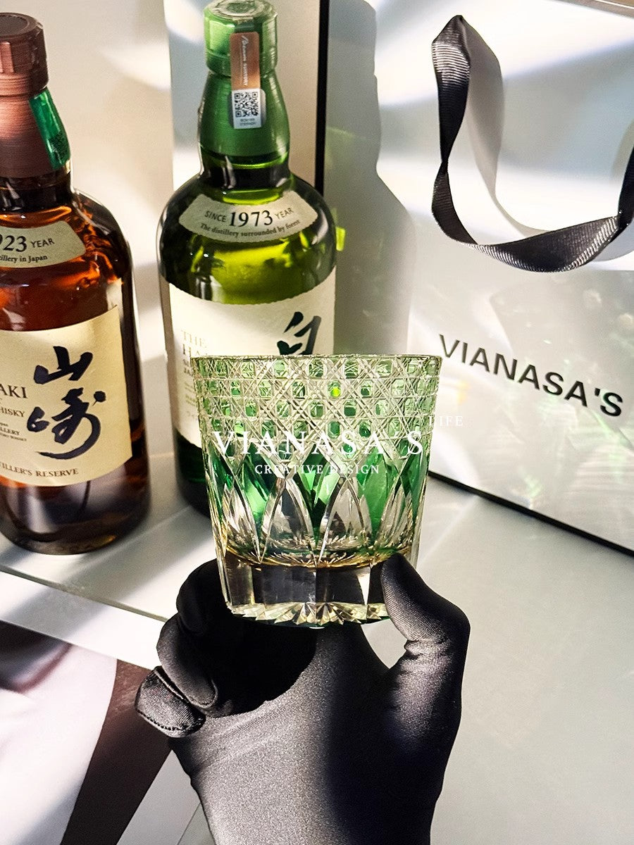 VIANASA'S Green Shadow Edo Kiriko Glass