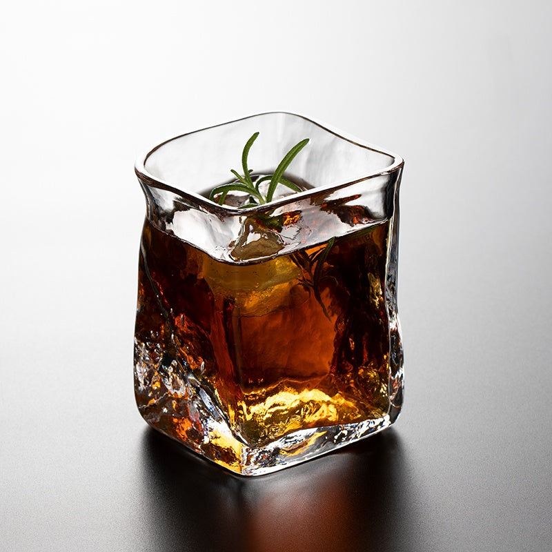 KAGAMI Edo Kiriko Whiskey Glass Hammer Pattern Rock Glass