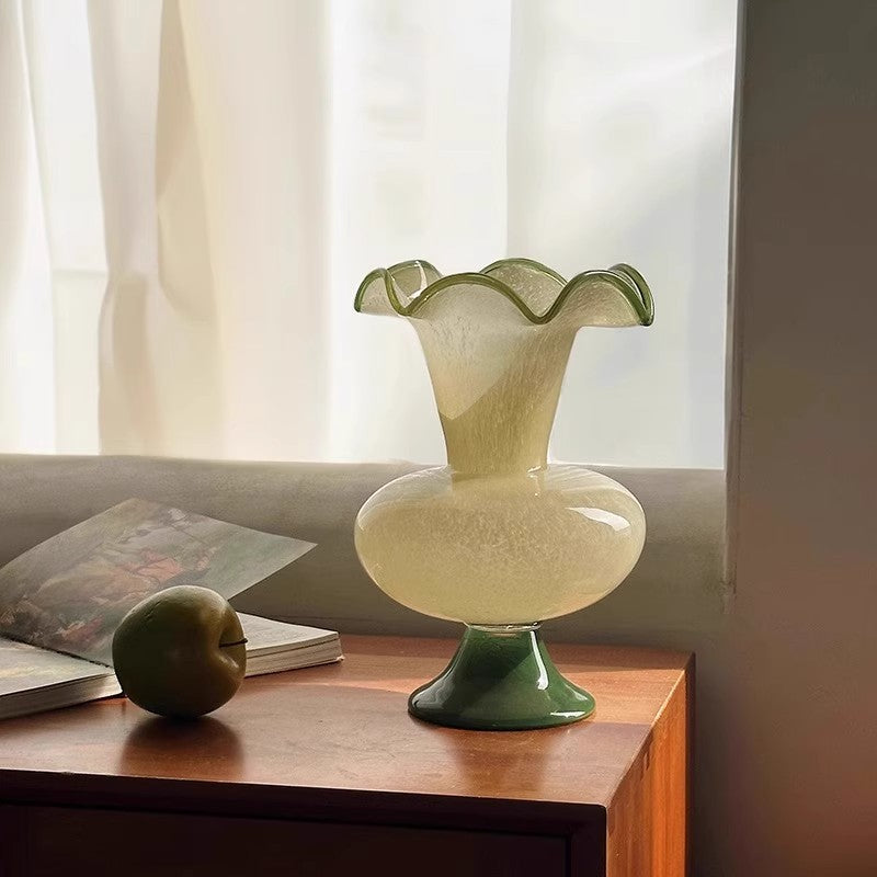 GOGLASSCUP Green Wave Tall Glass Vase GoGlassCup