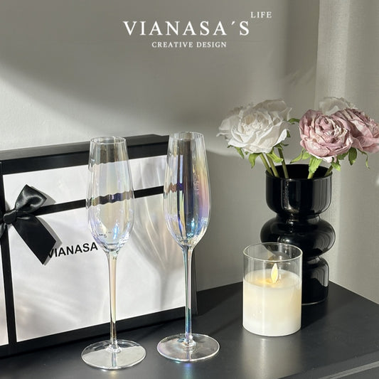 VIANASA'S Dream Pearls Colored Champagne Glasses - Goglasscup