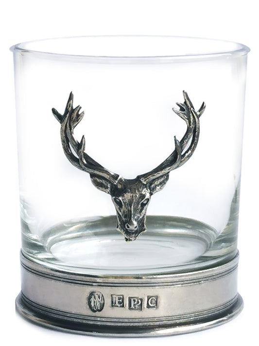 ENGLISH PEWTER Stag Single Whiskey Glass Tumbler