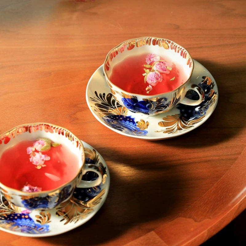 LOMONOSOV Golden Garden Coffee Cup – Premium Fine Ceramic English-Style Afternoon Tea Set