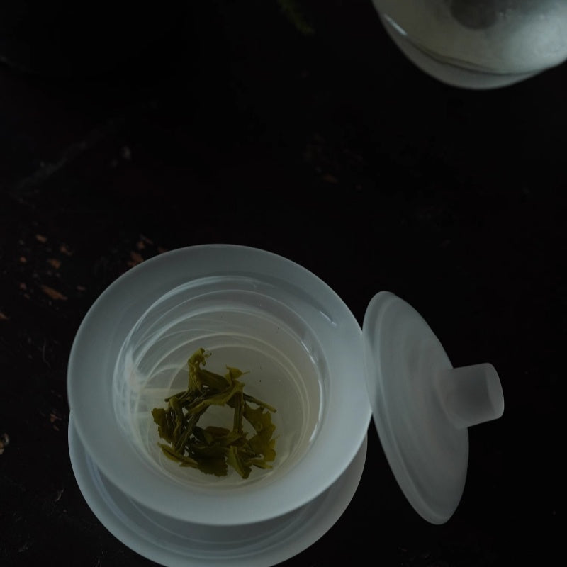 GoGlassCup White Transparent Cloud Cover Matte Frosted Tea Bowl Goglasscup