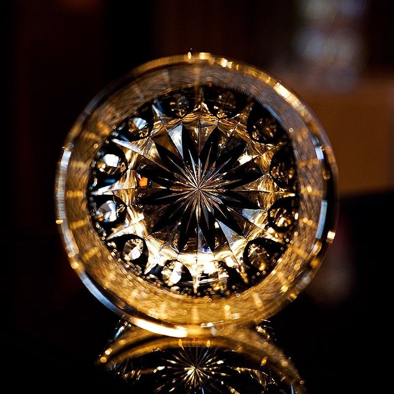 Golden Chrysanthemum Spray Edo Kiriko Whiskey Glass Goglasscup