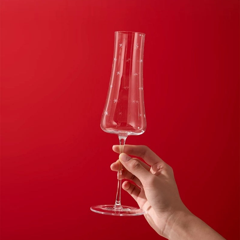 Starfall Eternity Hand-Engraved Crystal Champagne Flutes