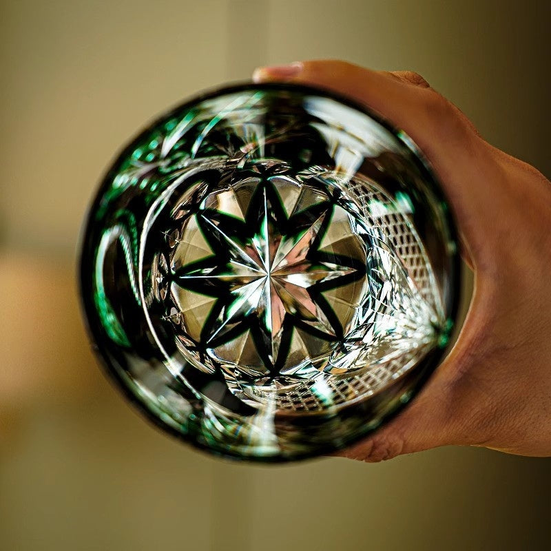 GoGlassCup Green Serpent Edo Kiriko Whiskey Glass - Goglasscup