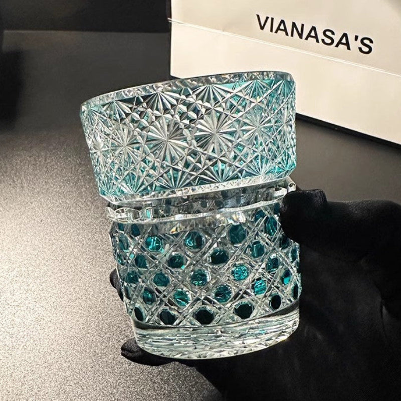 VIANASA'S Bejeweled Edo Kiriko Whiskey Glass - Goglasscup