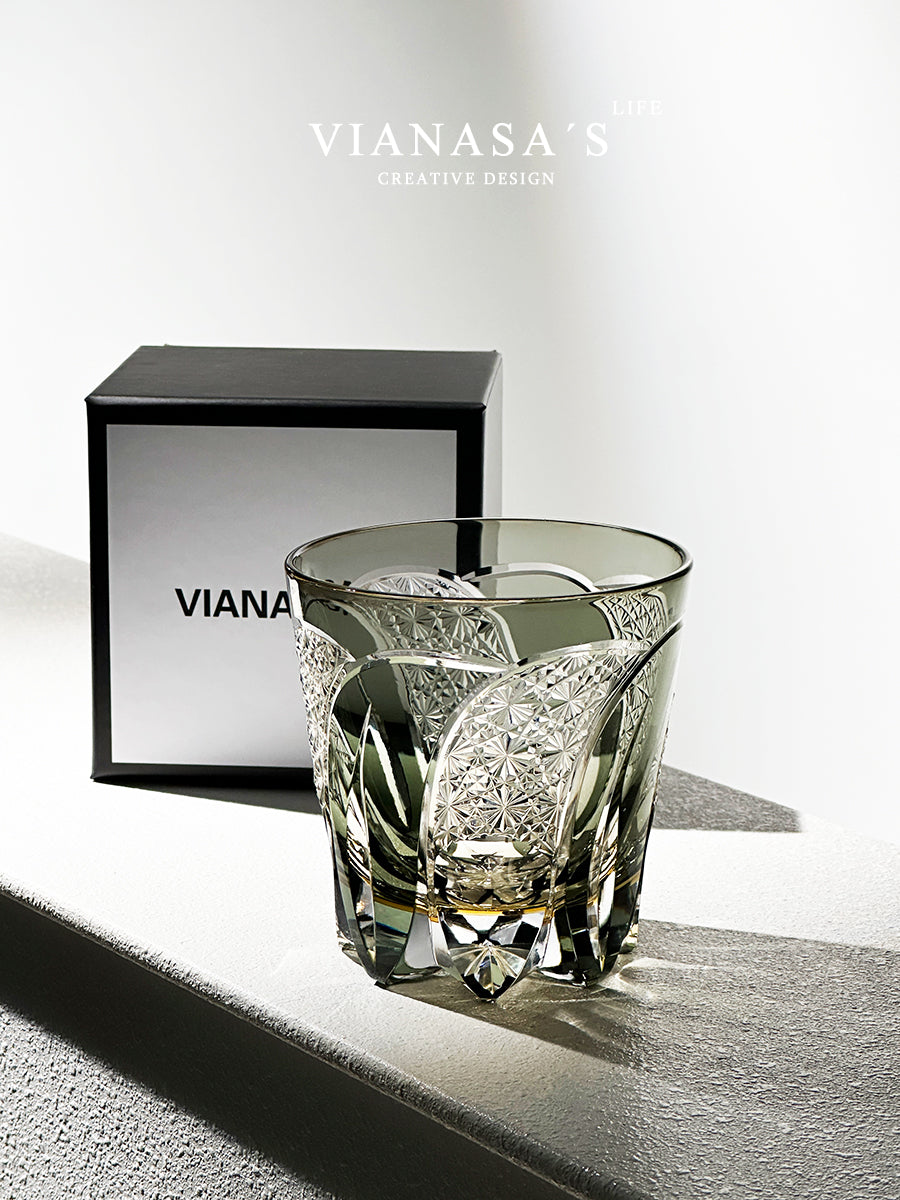 VIANASA'S Edo Kiriko Moon Rainbow Whiskey Glass - Goglasscup