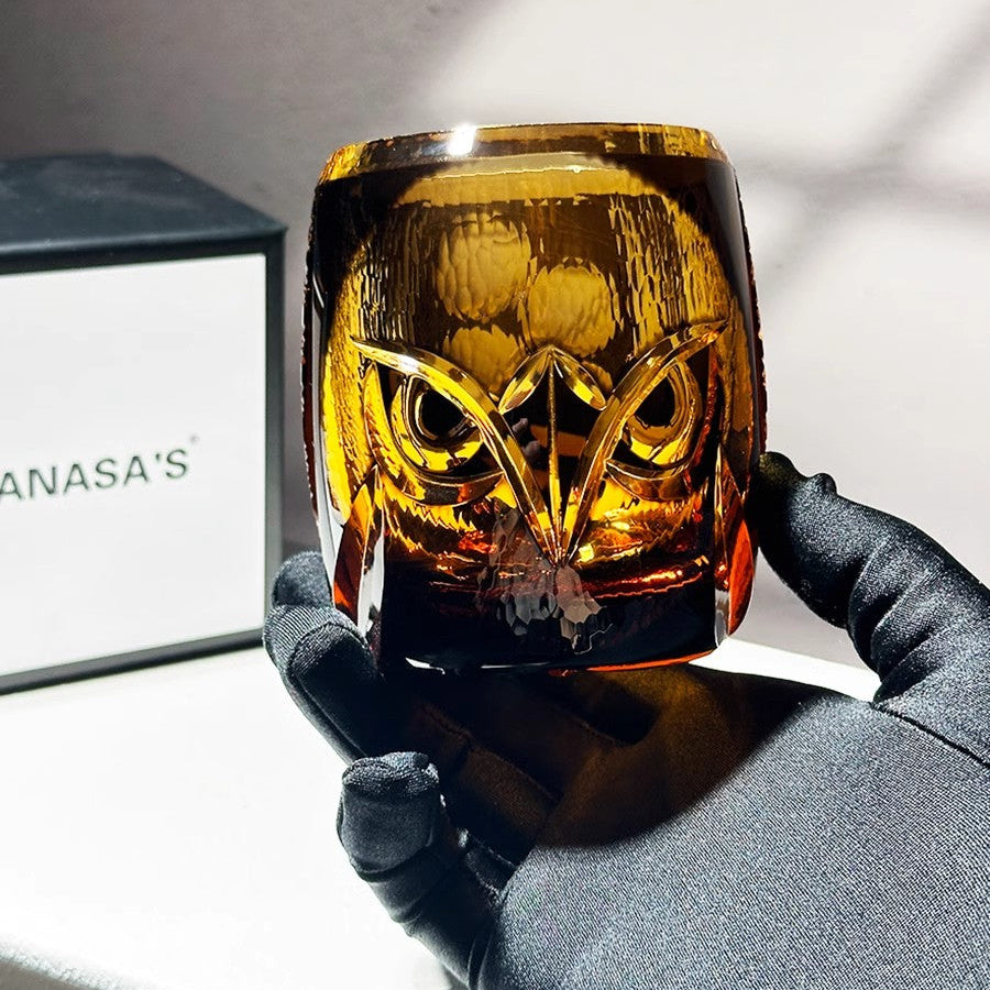 VIANASA'S Edo Kiriko Owl Whiskey Glass - Goglasscup