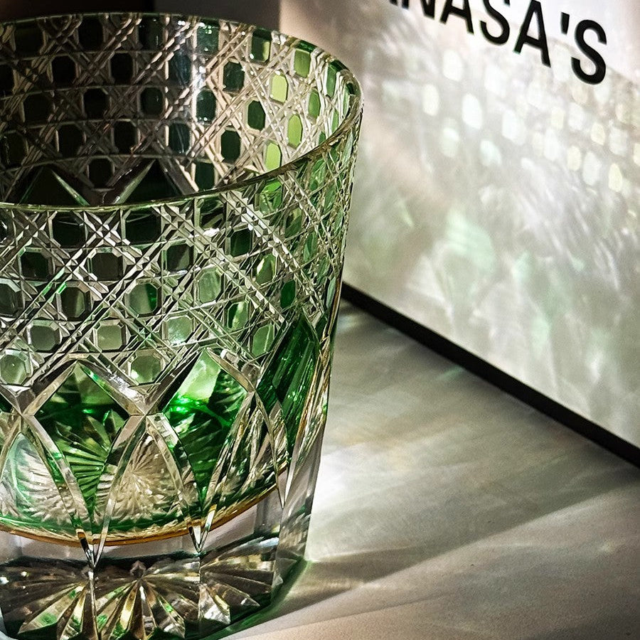 VIANASA'S Green Shadow Edo Kiriko Glass GoGlassCup