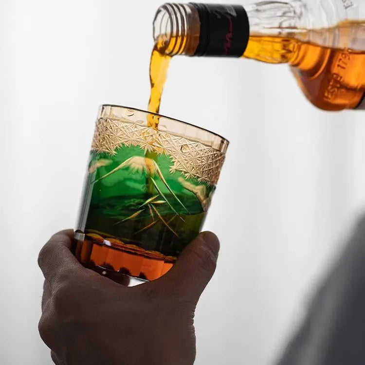 KAGAMI Edo Kiriko Whiskey Glass Mount Fuji