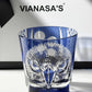 Japanese Handmade Edo Kiriko Whiskey Glass-Blue Owl