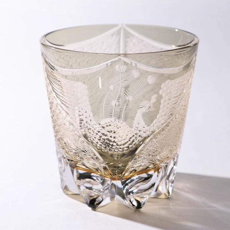 Edo Kiriko Handcrafted Gray Phoenix Whiskey Glass GoGlassCup